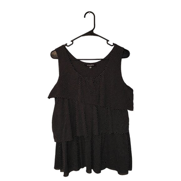Chaus Tops - Women's Chaus Black with Small White Polka Dots Top Size Medium